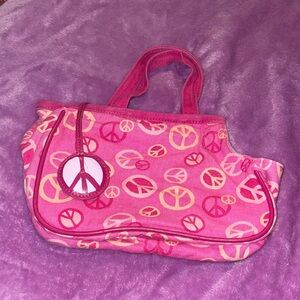 Pink Peace Sign Tote Bag